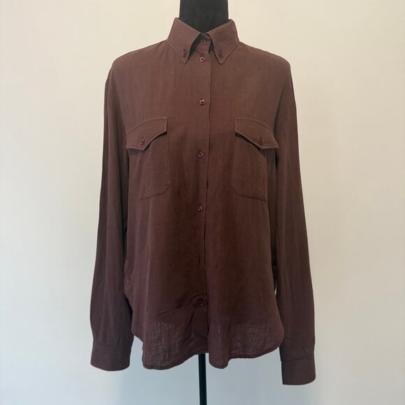 Vintage Alexander McQueen Mens Italian Burgundy Button Up Shirt RARE Size 46 - Picture 1 of 12